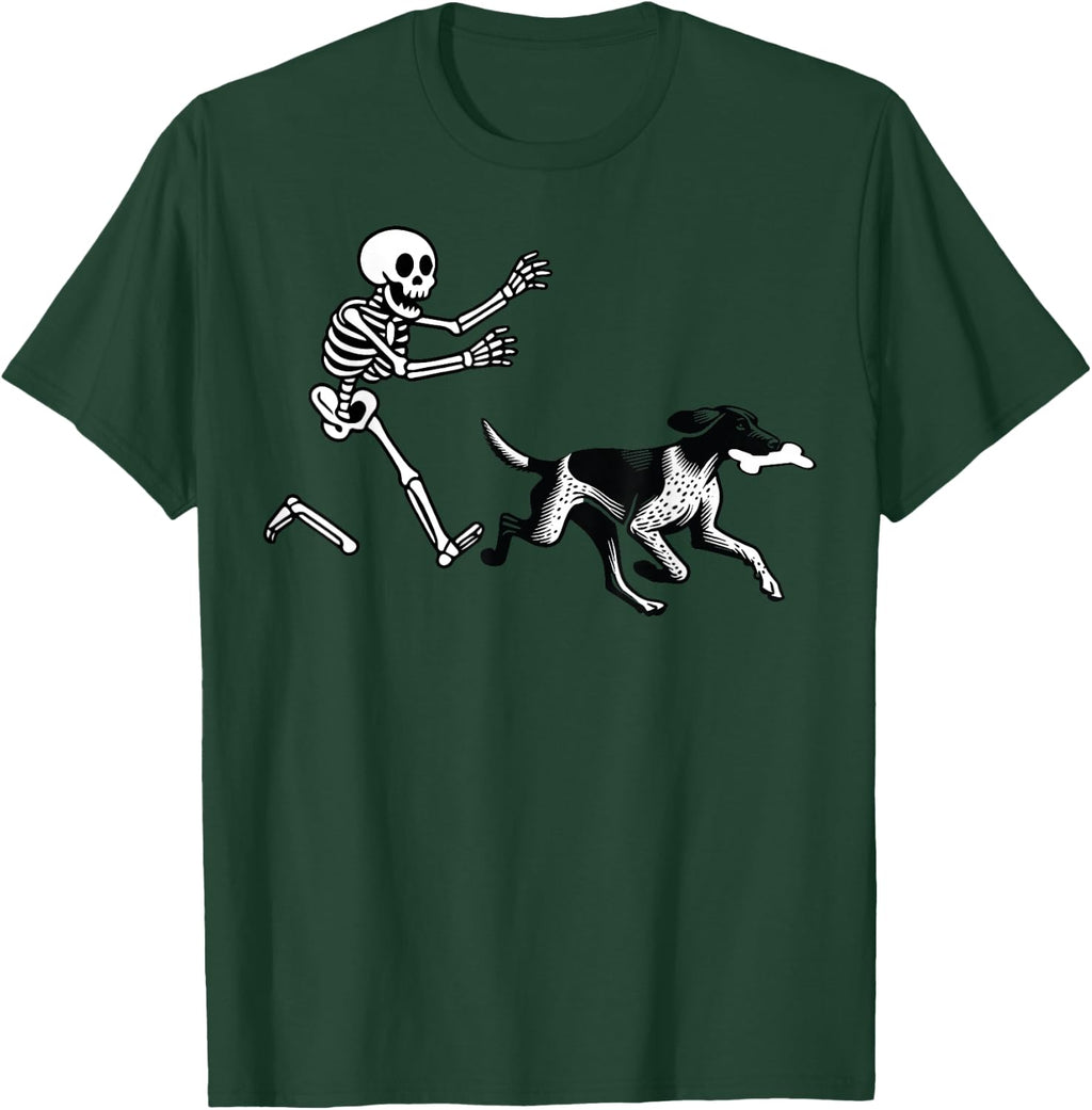 German Shorthaired Pointer Running Skeleton Halloween T-Shirt