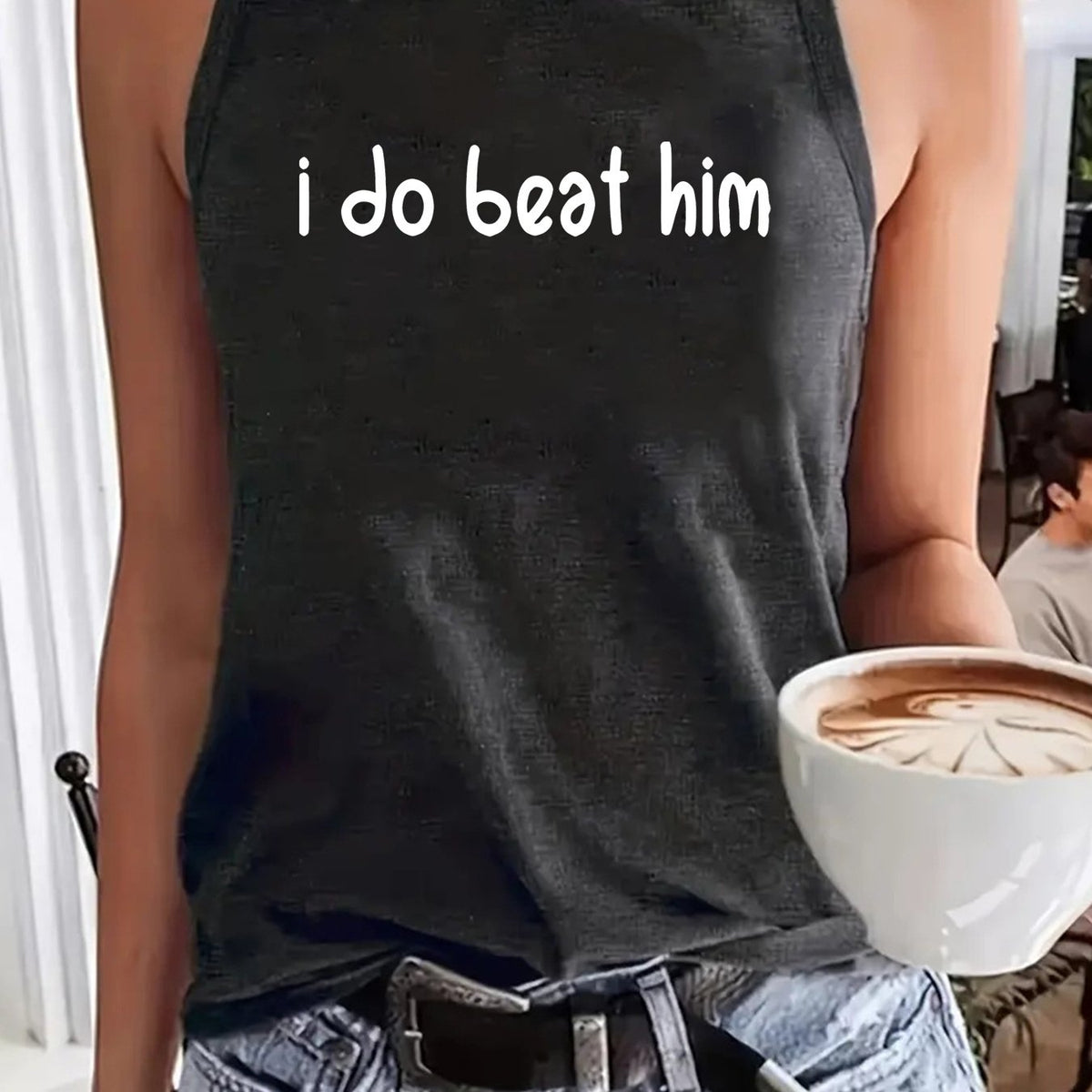 Women's Sleeveless Round-neck Tank Top, Summer Casual Top, Printed with the Words \