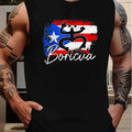 Boricua Puerto Rico Flag Sleeveless Muscle Tank Top Men Pride Shirt Black, Fast Drying Performance Slim Muscle Fit
