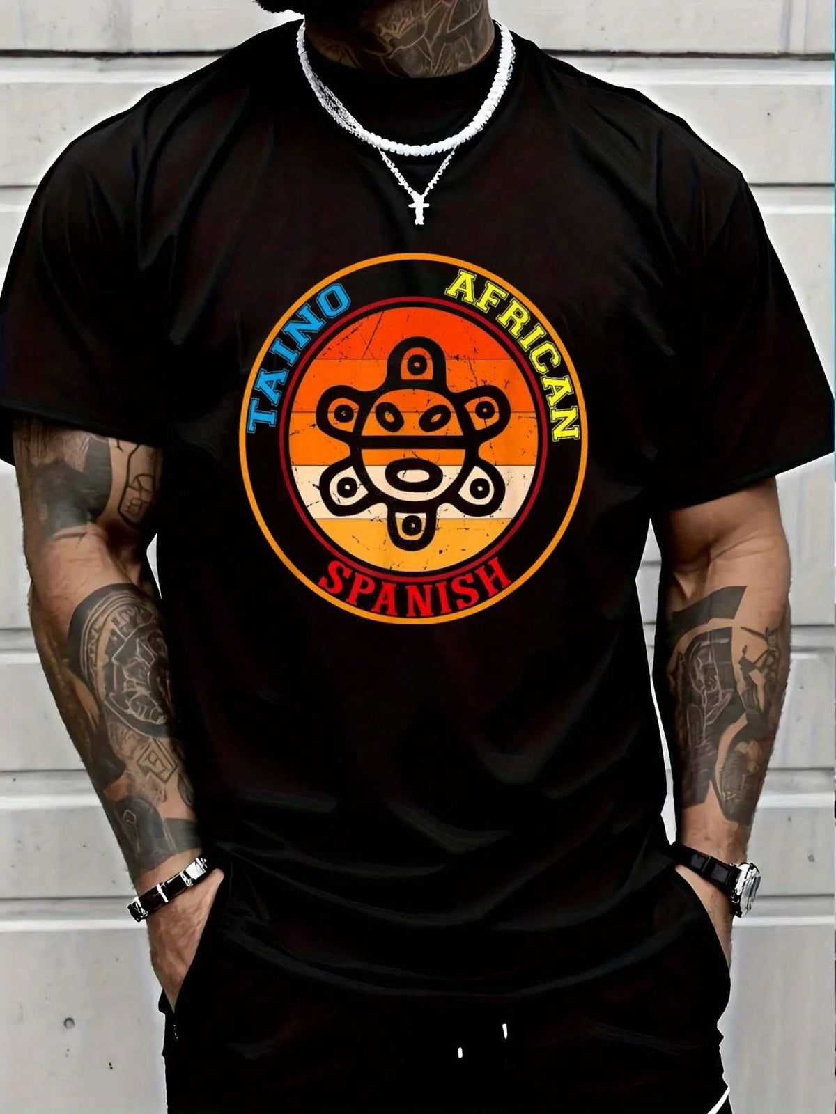 Taino African Spanish Puerto Rico Coqui Puerto Rican Roots TShirt Casual Short Sleeve Shirt Men Graphic TeeClassic Casual Short-sleeved Shirt with a Printed Design, Comfortable Fit, and Versatile for Casual Attire.