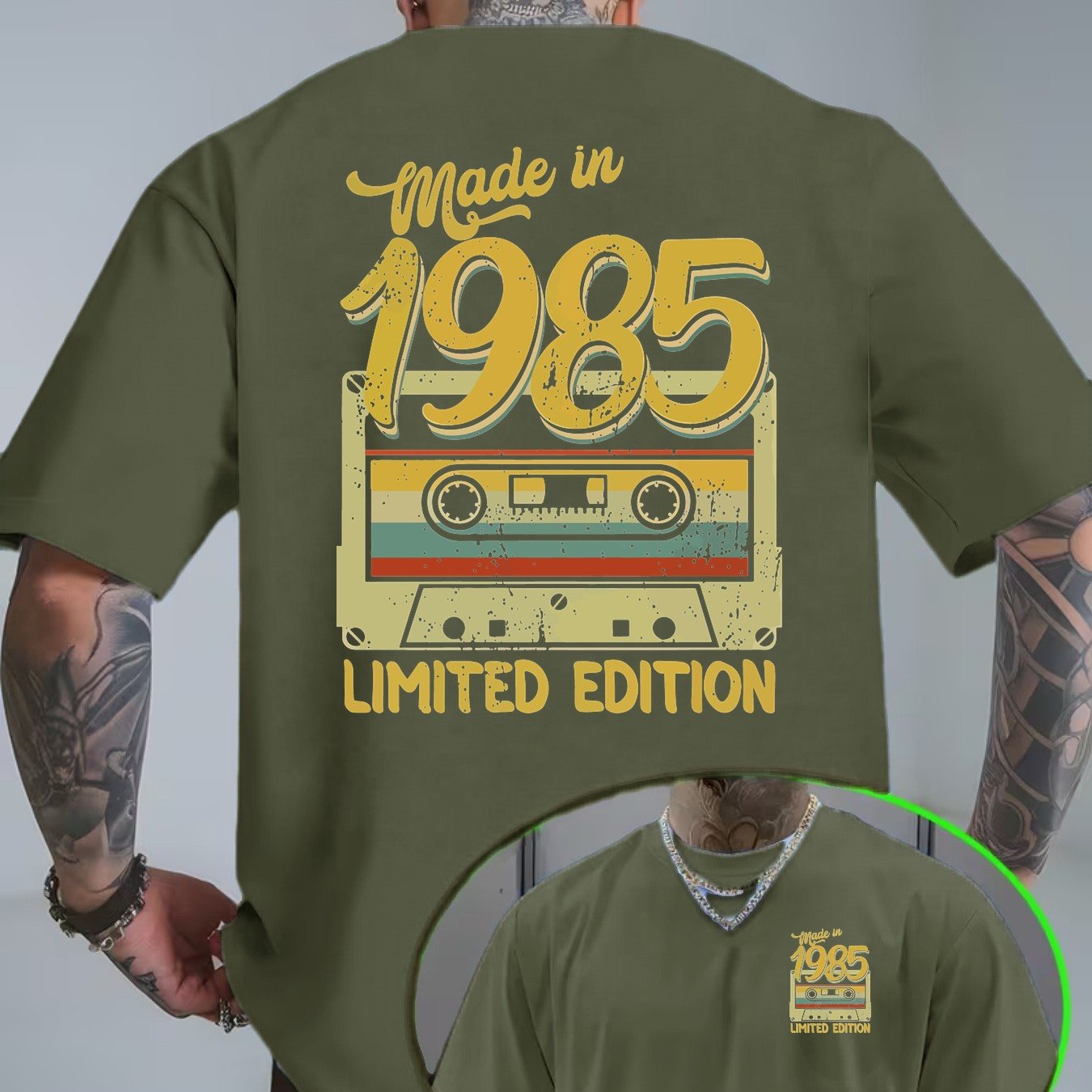 1985 Born Limited Edition Vintage Cassette Print T-Shirt