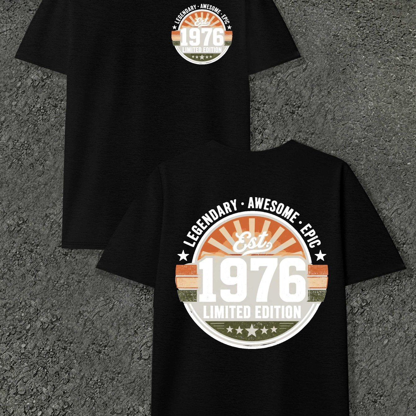 Men's Vintage 1976 Retro T-Shirt - Legendary Edition Round Neck Casual Tee with Iconic Markings, Suitable for - Wear, Machine Washable Fit for Everyday & Special Occasions