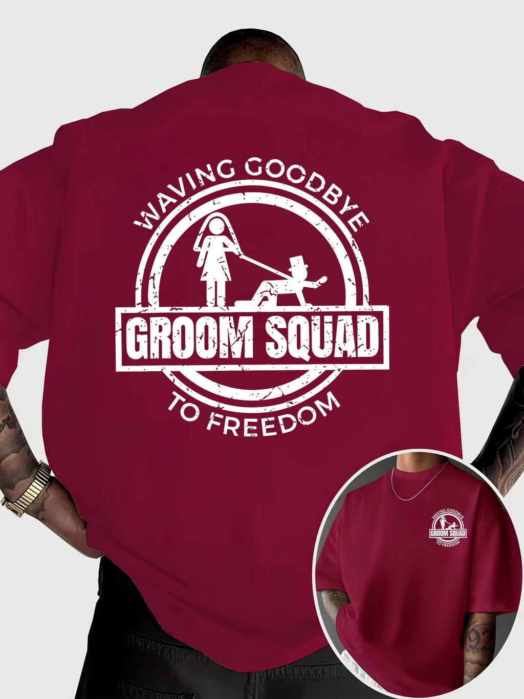 Fun and Quirky Groom's Party Farewell to Freedom Printed Short-Sleeve T-Shirt for Daily Gatherings and Parties