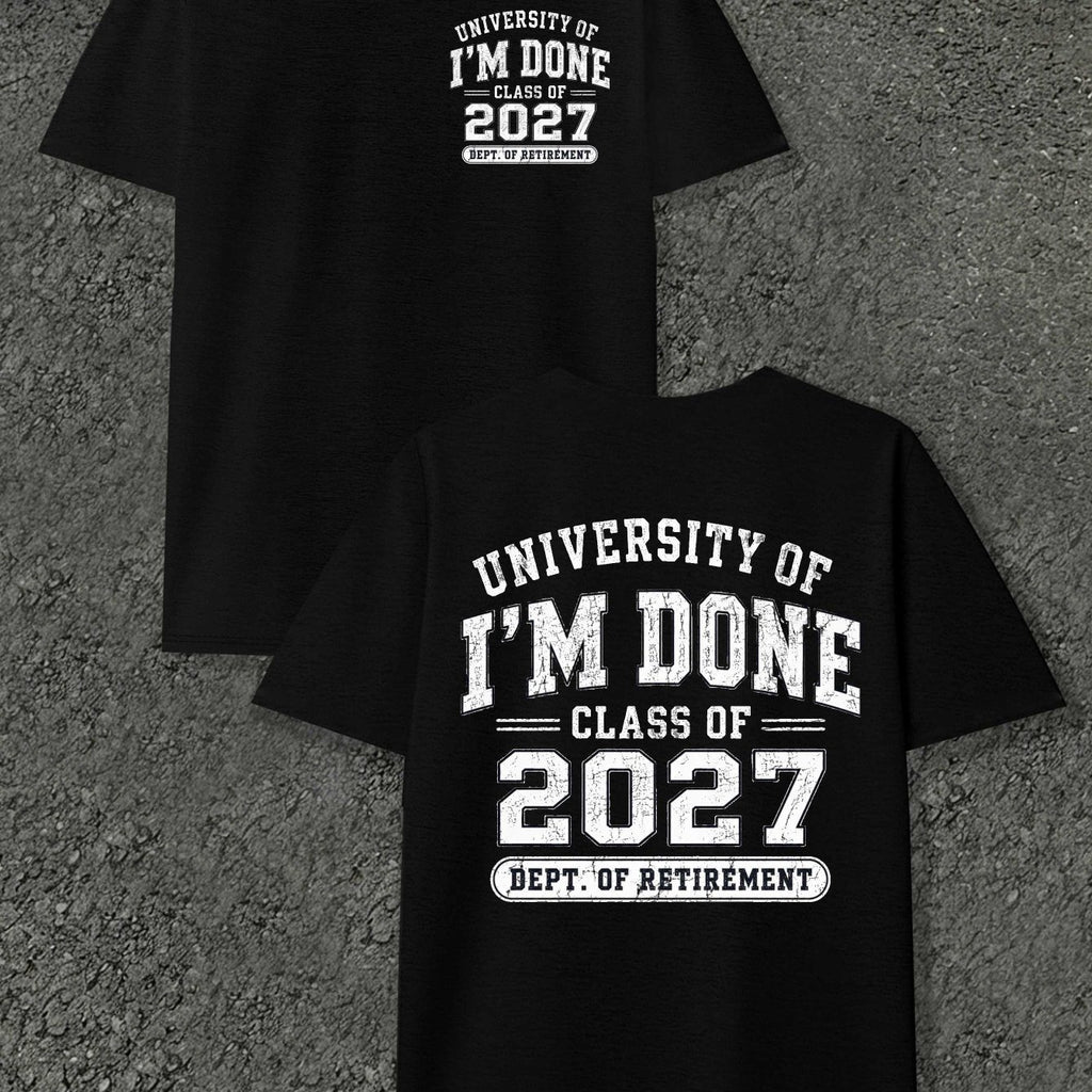 Men's Retirement Gift T-Shirt - Class Of Retirement with Diploma Print, Round Neck Casual Fit Suitable for Retirement Parties, Events & Daily Wear, Machine Washable Apparel