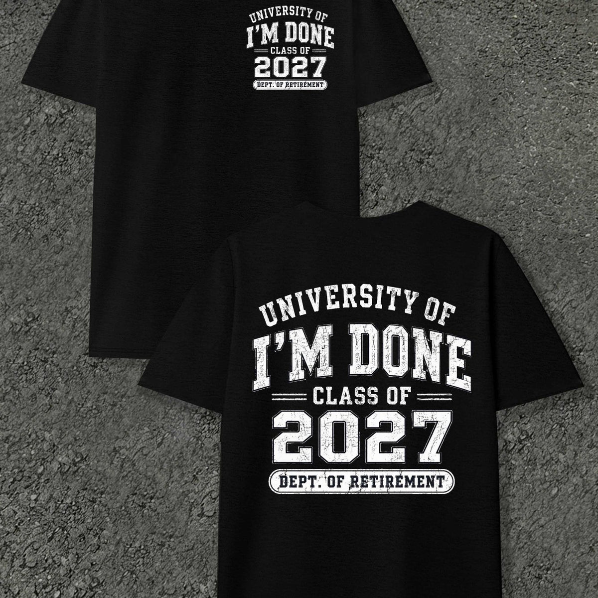 Men's Retirement Gift T-Shirt - Class Of Retirement with Diploma Print, Round Neck Casual Fit Suitable for Retirement Parties, Events & Daily Wear, Machine Washable Apparel