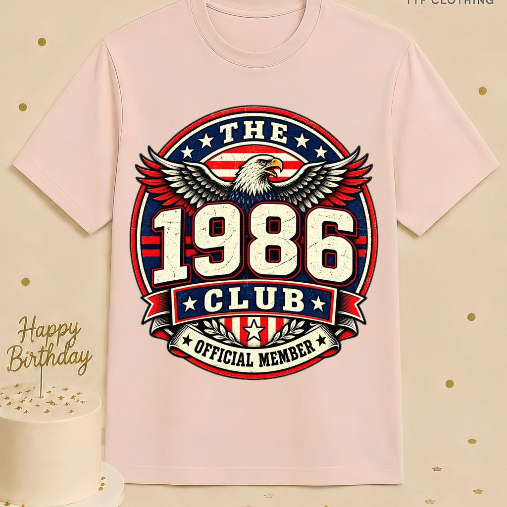 Unisex Birthday T-Shirt 1986 Club Official Member Vintage Birth Year Emblem Milestone Birthday Gift Celebration Party for Men Women Friends