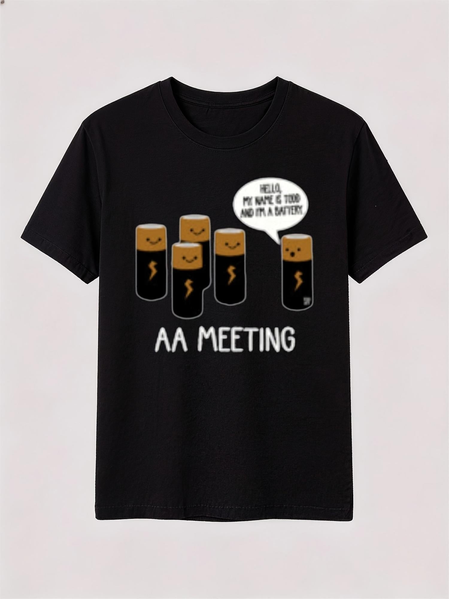 Men'S Summer Comfortable T-Shirt AA Meeting T-Shirt, Casual Round Neck, Local Delivery