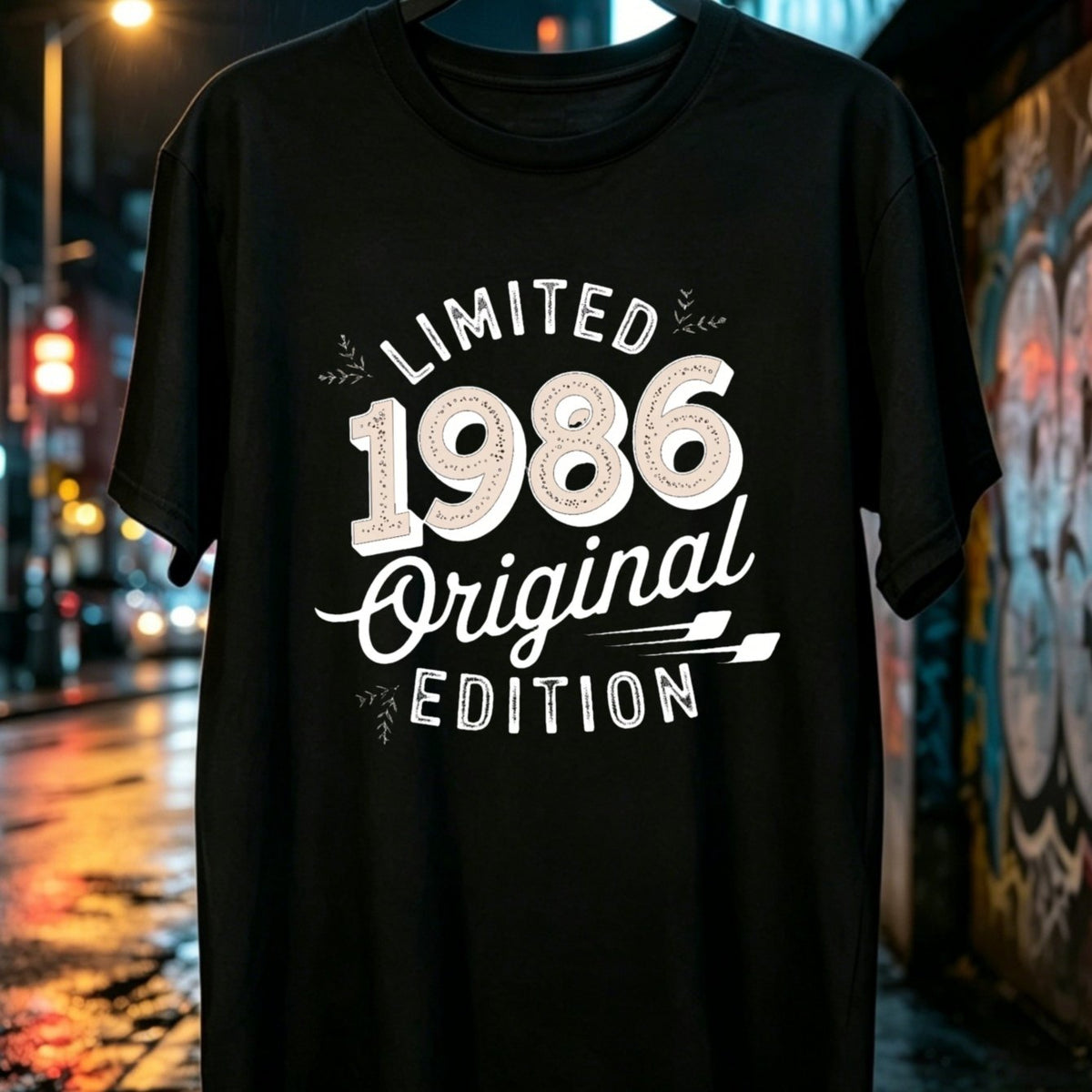 Men's Casual Loose Round-neck T-shirtMen's 1986 T-Shirt- 1986 Text And 80S Graphic Design, Soft And H-Line Crew Neck T-Shirt, PLUS SIZE