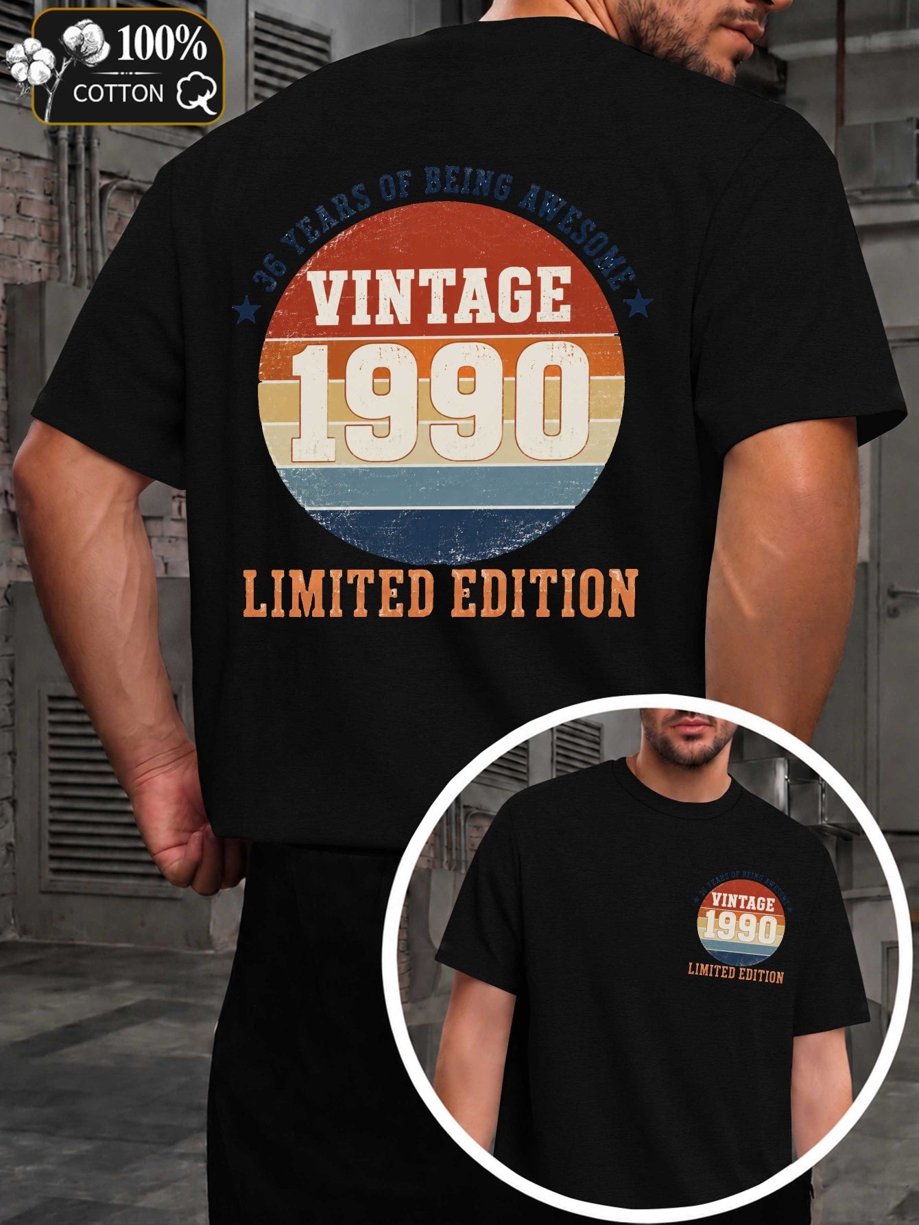 Vintage 1990 Birthday Edition Men's T-shirts with Markings