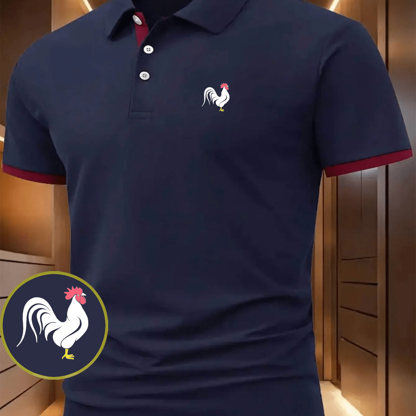 Chicken Print Casual Polo Shirt | Summer Short-Sleeve, Regular Fit, Lapel Collar, Slight Stretch Fabric, Button Details, Ideal for Outdoor Leisure and Various Occasions