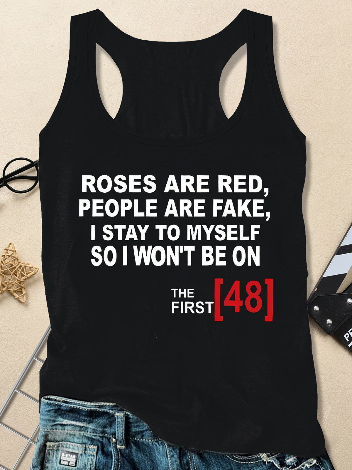 Women's Letter Slogan Top Vest T-Shirt