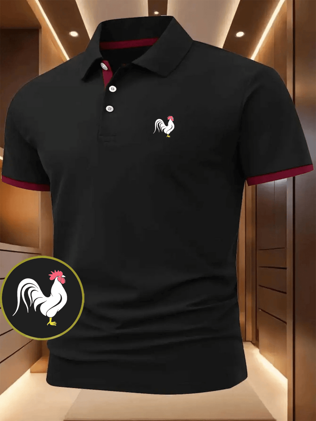 Chicken Print Casual Polo Shirt | Summer Short-Sleeve, Regular Fit, Lapel Collar, Slight Stretch Fabric, Button Details, Ideal for Outdoor Leisure and Various Occasions
