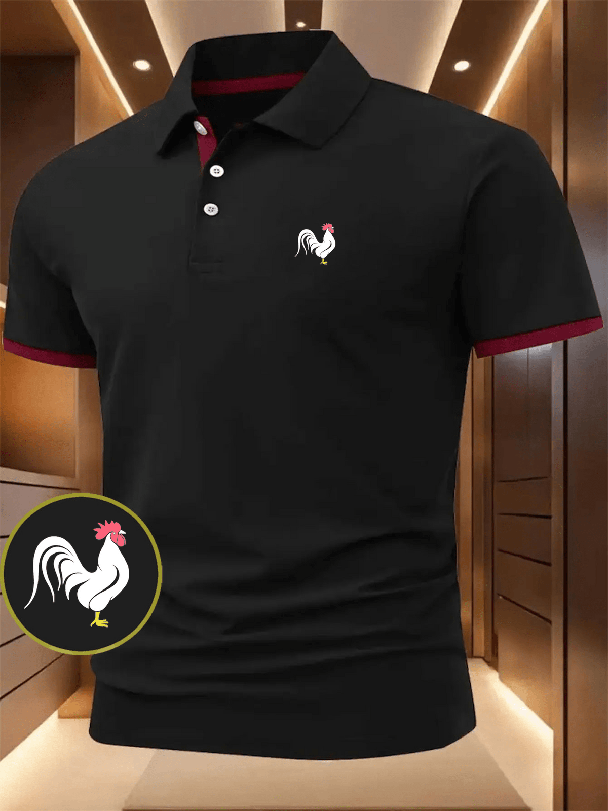 Chicken Print Casual Polo Shirt | Summer Short-Sleeve, Regular Fit, Lapel Collar, Slight Stretch Fabric, Button Details, Ideal for Outdoor Leisure and Various Occasions