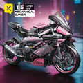 1:5 2060+pcs pink motorcycle building block assembly model, easy to assemble, suitable as a gift for birthdays, Christmas, Halloween, Thanksgiving, New Year, and parties