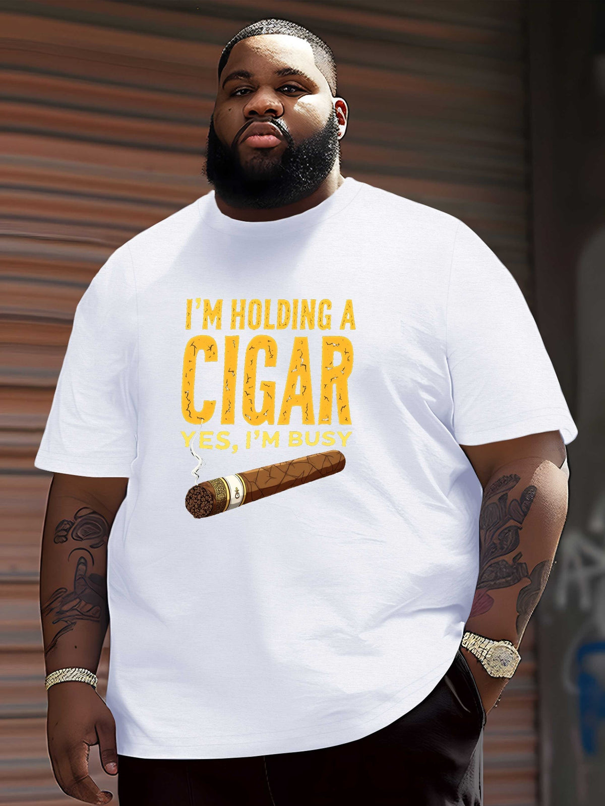 Cigar Busy Humorous Text Crinkle Plus Size Men'S T-Shirt