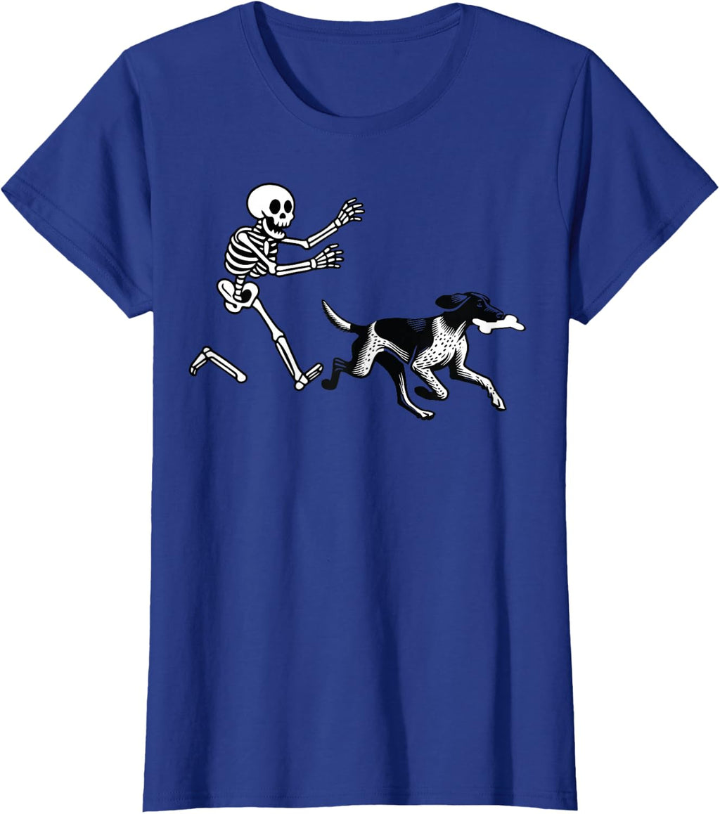 German Shorthaired Pointer Running Skeleton Halloween T-Shirt