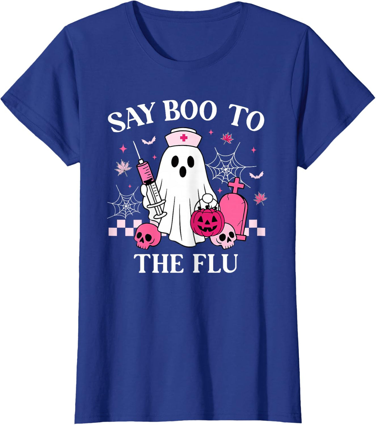 Say Boo to The Flu Funny Nurse Ghost Halloween Vaccine T-Shirt