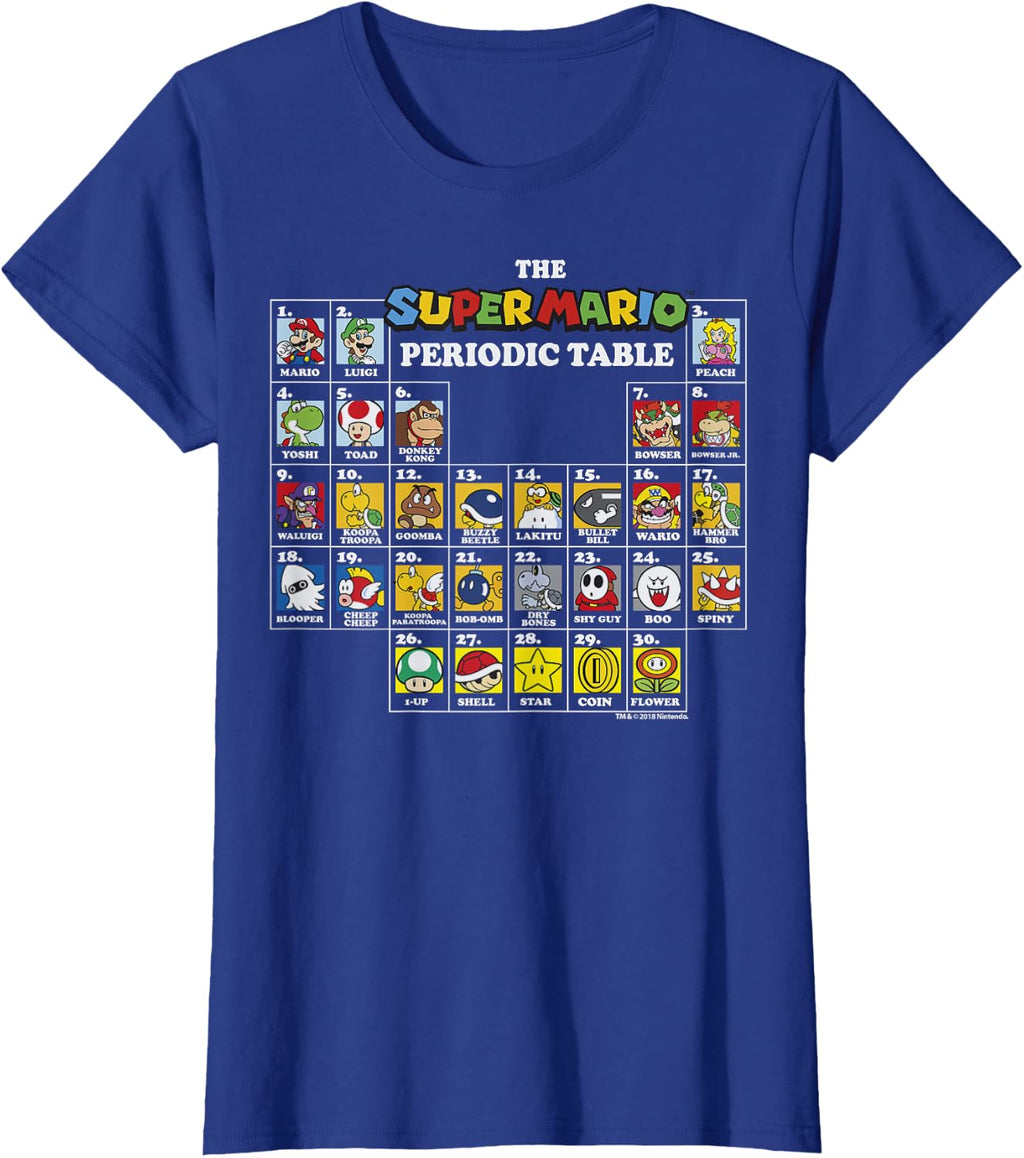 Super Mario Periodic Table Of Characters Graphic T-Shirt