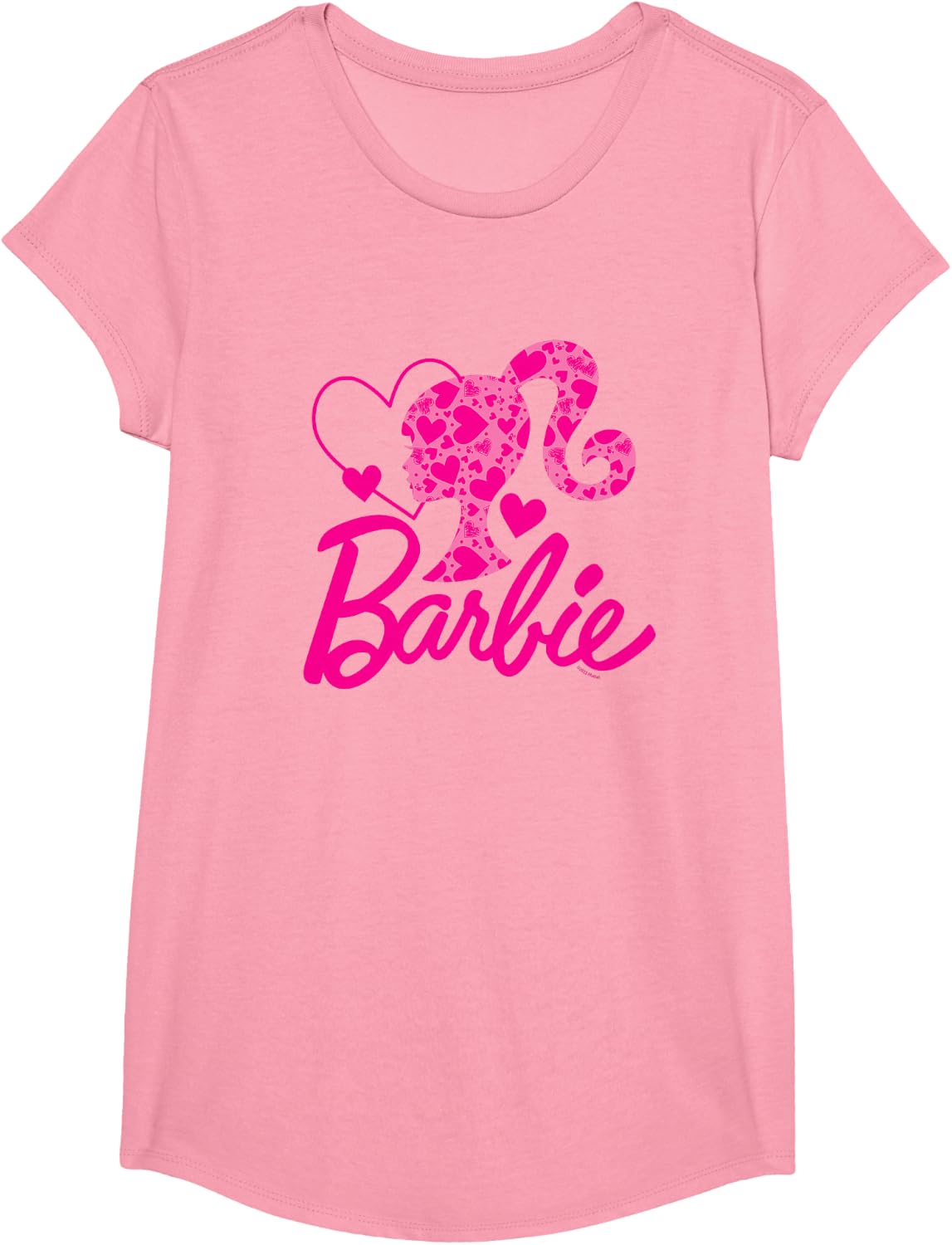Barbie Black Heart Logo Crew Neck T-Shirt - Classic Fit, Short Sleeve, Cotton-Polyester Blend