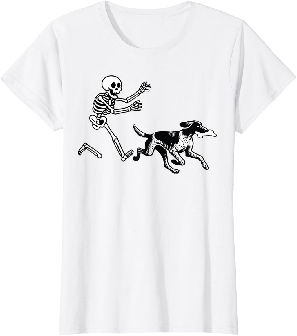 German Shorthaired Pointer Running Skeleton Halloween T-Shirt