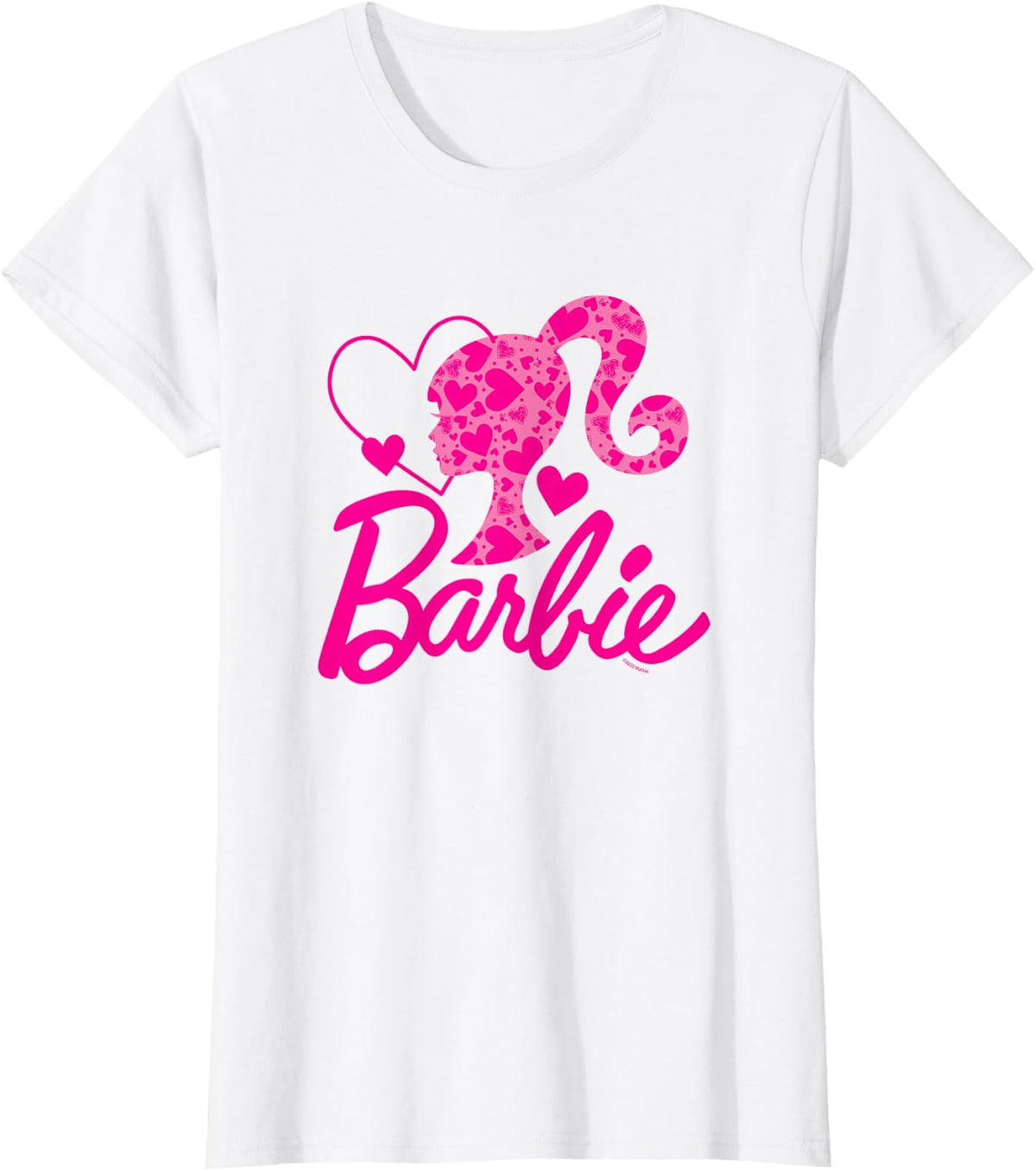 Barbie Black Heart Logo Crew Neck T-Shirt - Classic Fit, Short Sleeve, Cotton-Polyester Blend