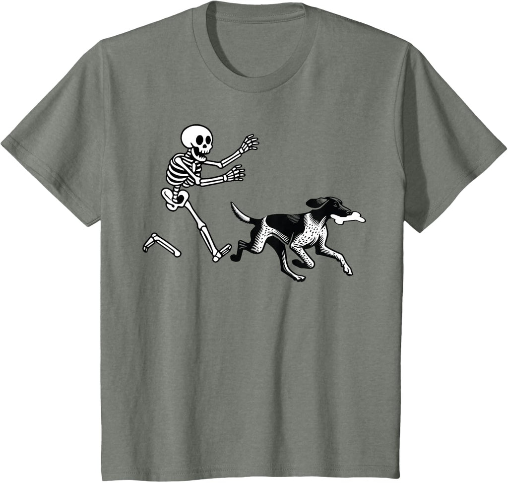German Shorthaired Pointer Running Skeleton Halloween T-Shirt