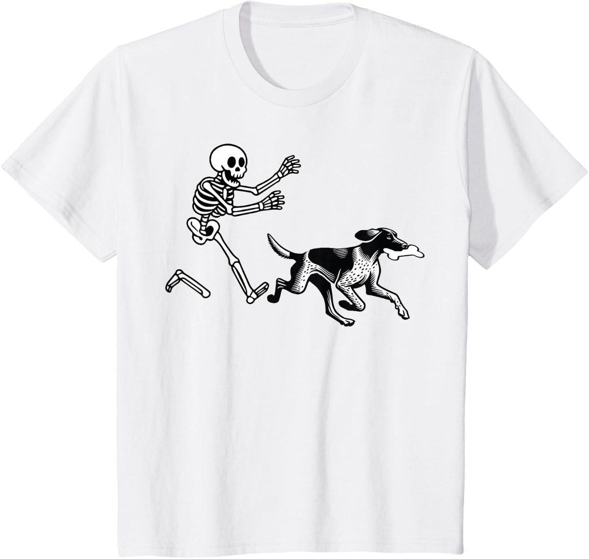 German Shorthaired Pointer Running Skeleton Halloween T-Shirt