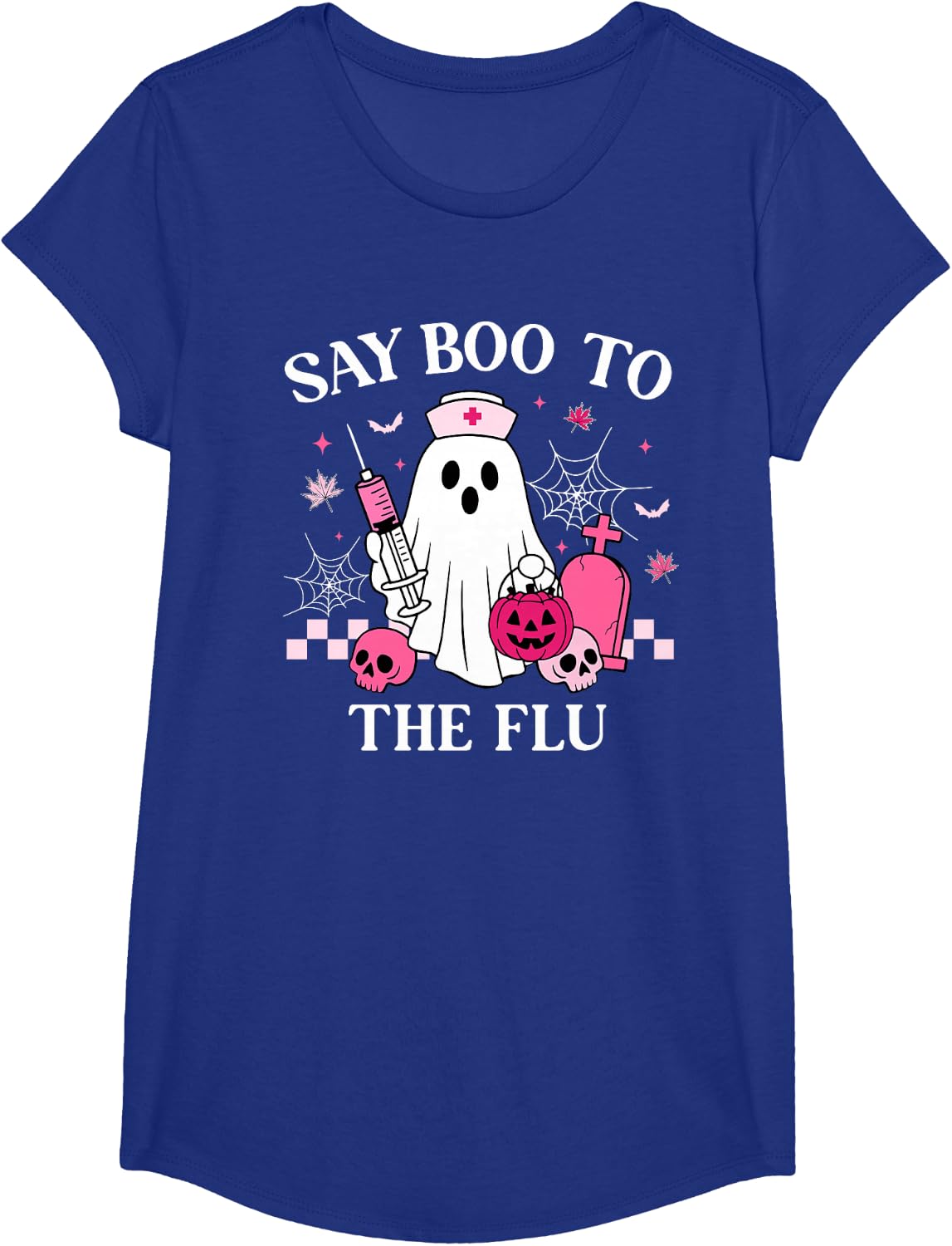 Say Boo to The Flu Funny Nurse Ghost Halloween Vaccine T-Shirt