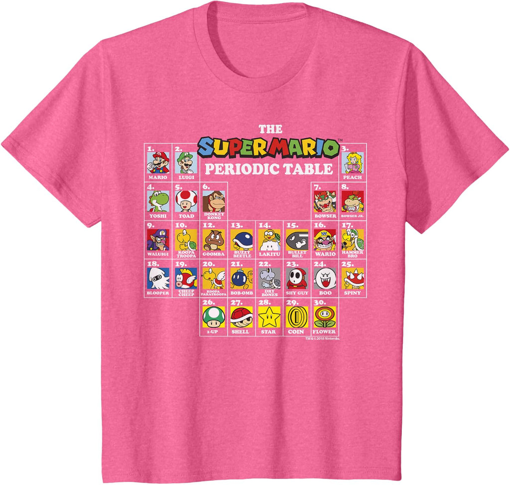 Super Mario Periodic Table Of Characters Graphic T-Shirt