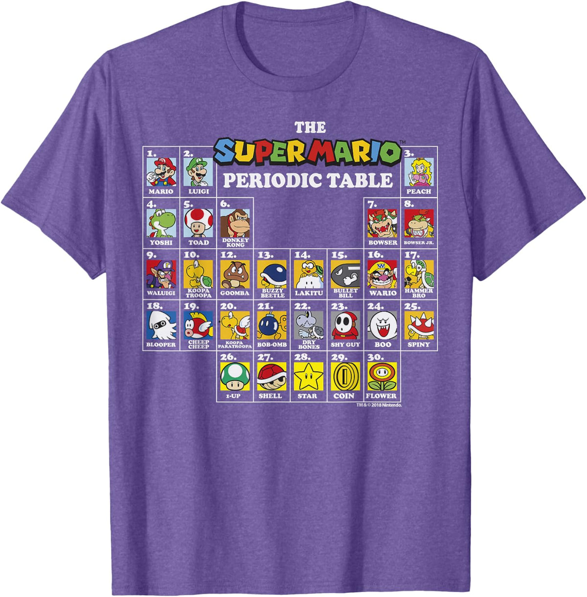 Super Mario Periodic Table Of Characters Graphic T-Shirt