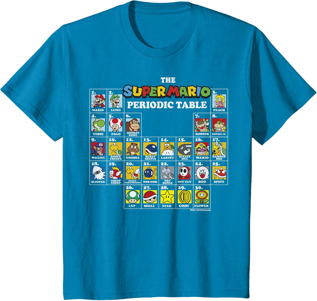 Super Mario Periodic Table Of Characters Graphic T-Shirt