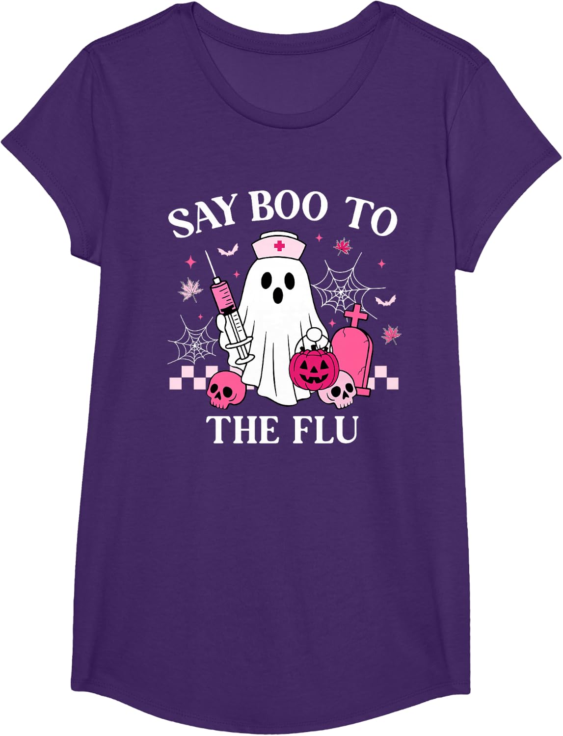 Say Boo to The Flu Funny Nurse Ghost Halloween Vaccine T-Shirt