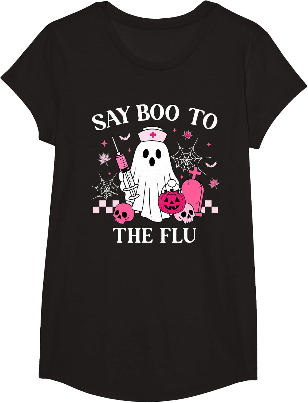 Say Boo to The Flu Funny Nurse Ghost Halloween Vaccine T-Shirt