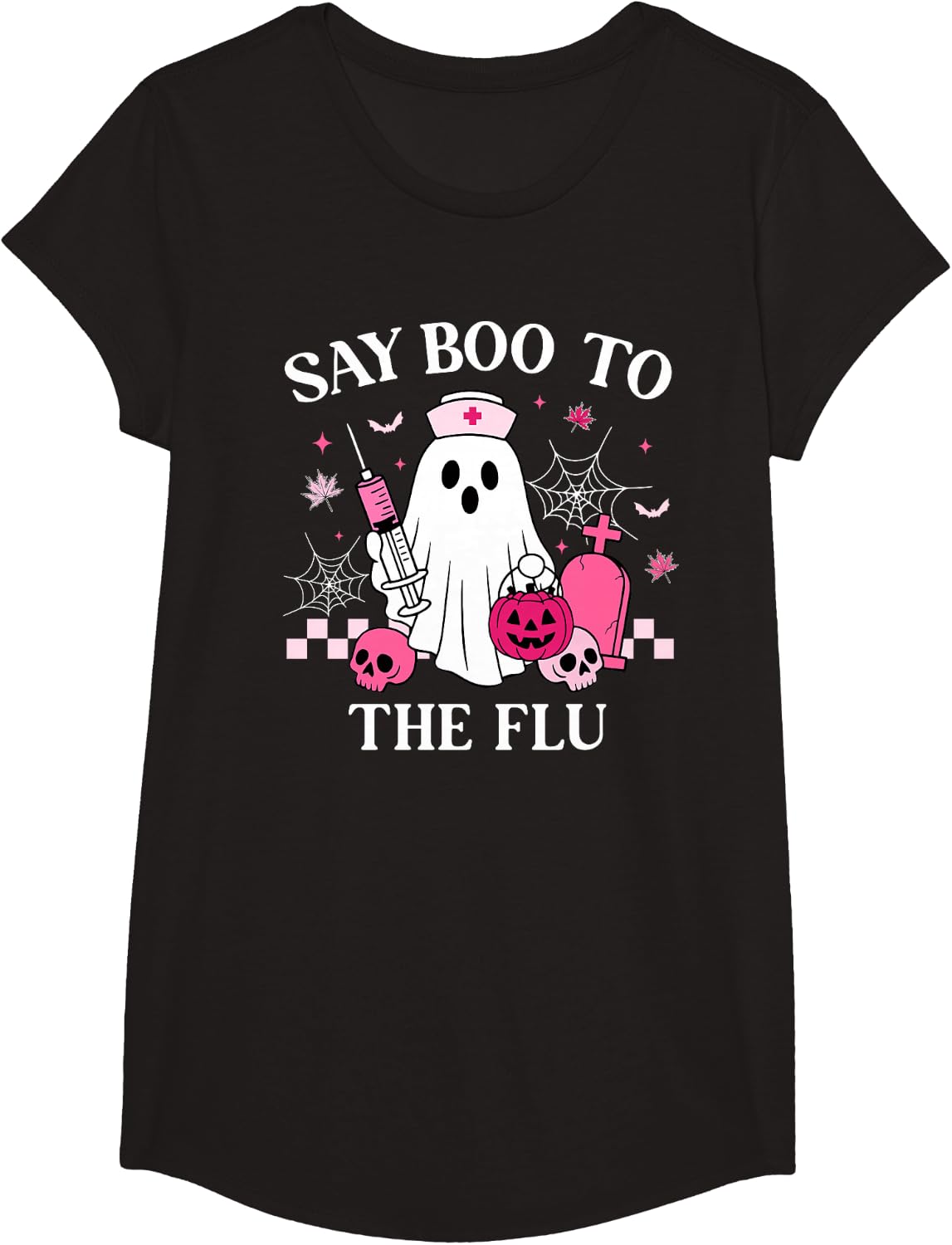 Say Boo to The Flu Funny Nurse Ghost Halloween Vaccine T-Shirt