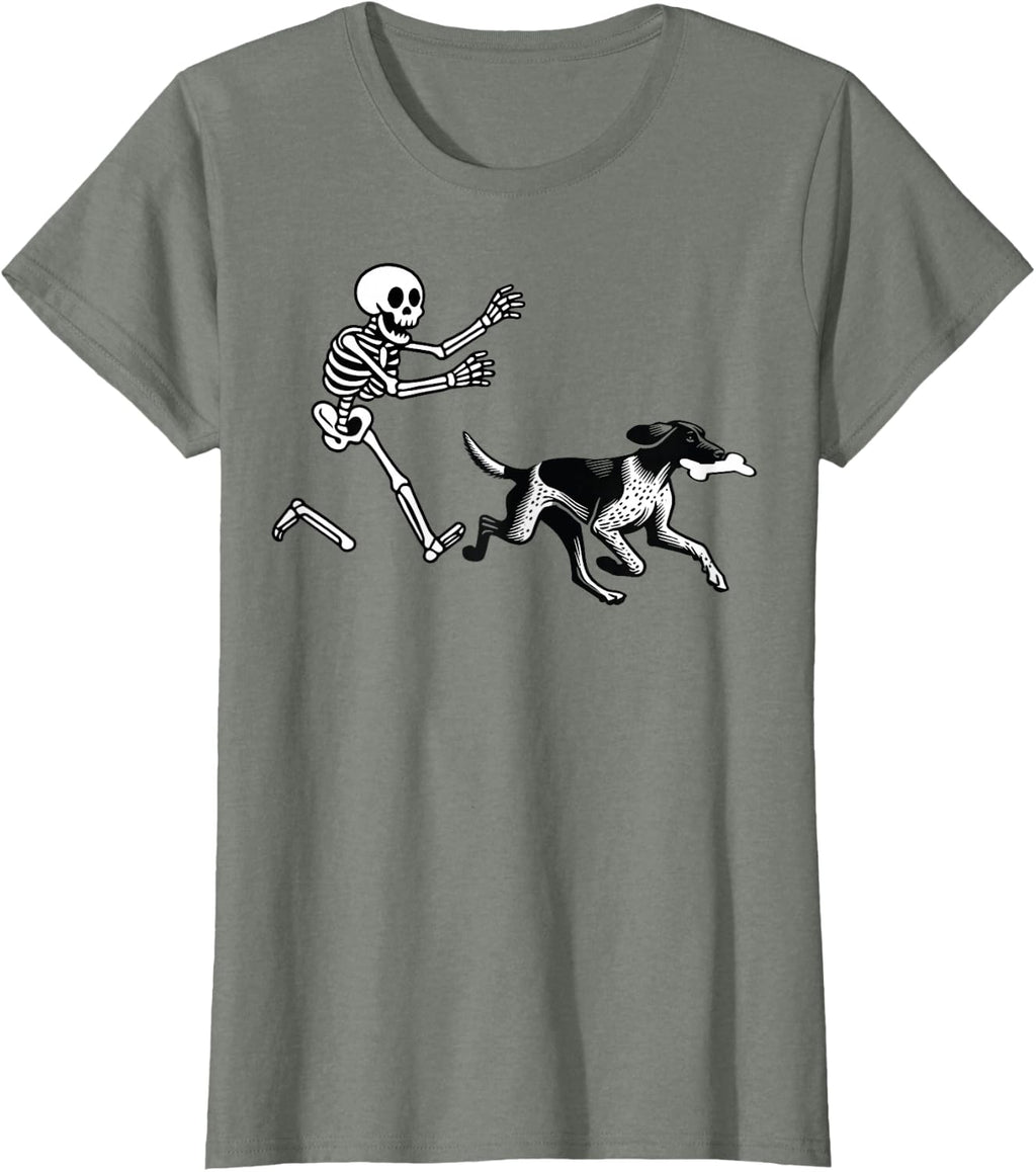 German Shorthaired Pointer Running Skeleton Halloween T-Shirt