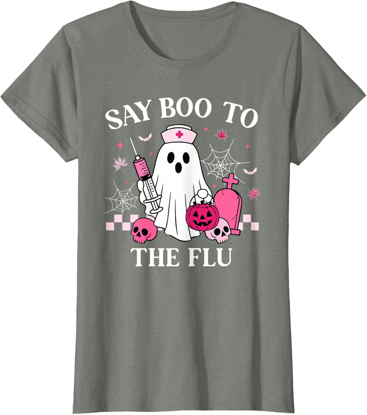 Say Boo to The Flu Funny Nurse Ghost Halloween Vaccine T-Shirt