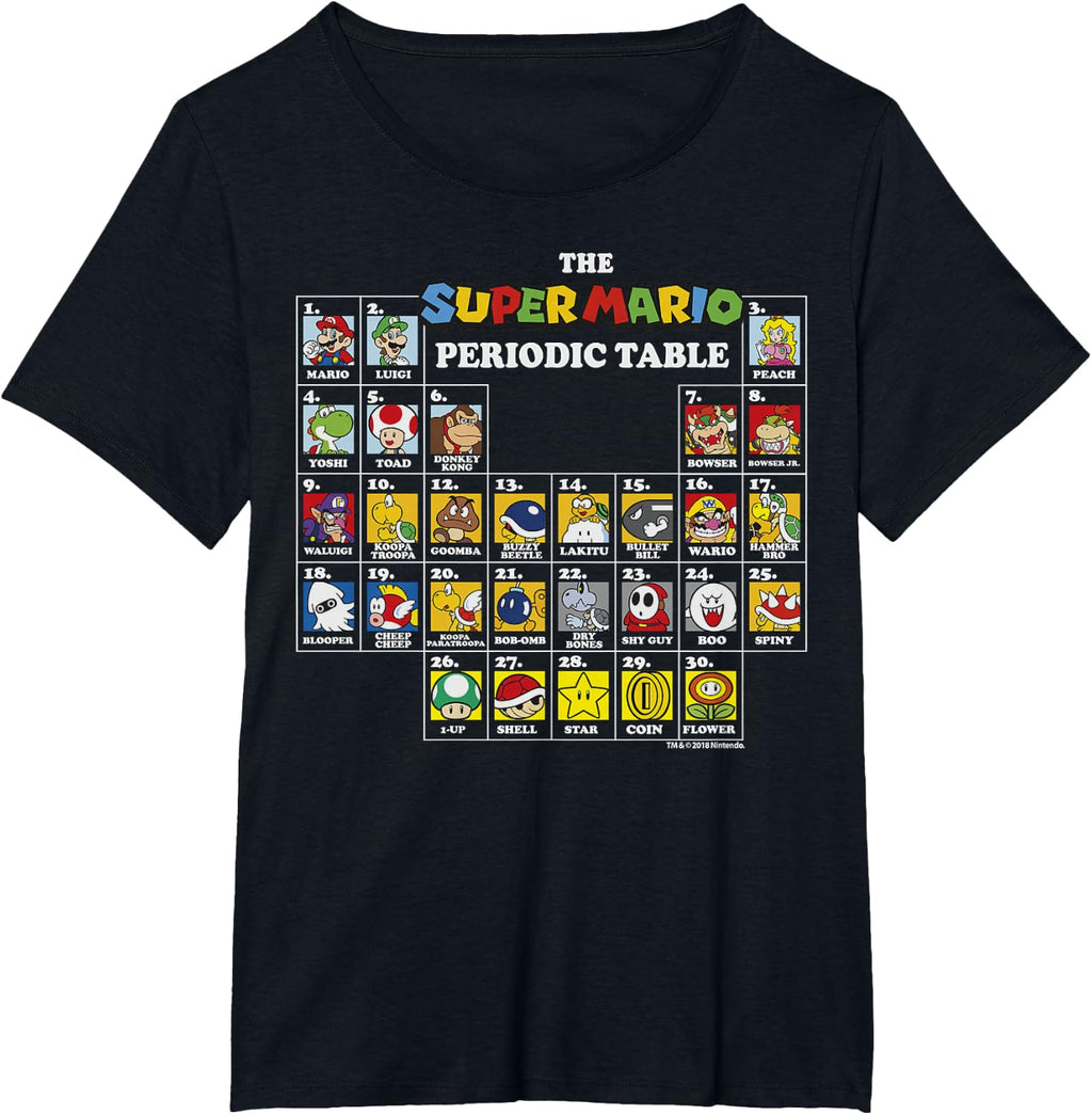 Super Mario Periodic Table Of Characters Graphic T-Shirt