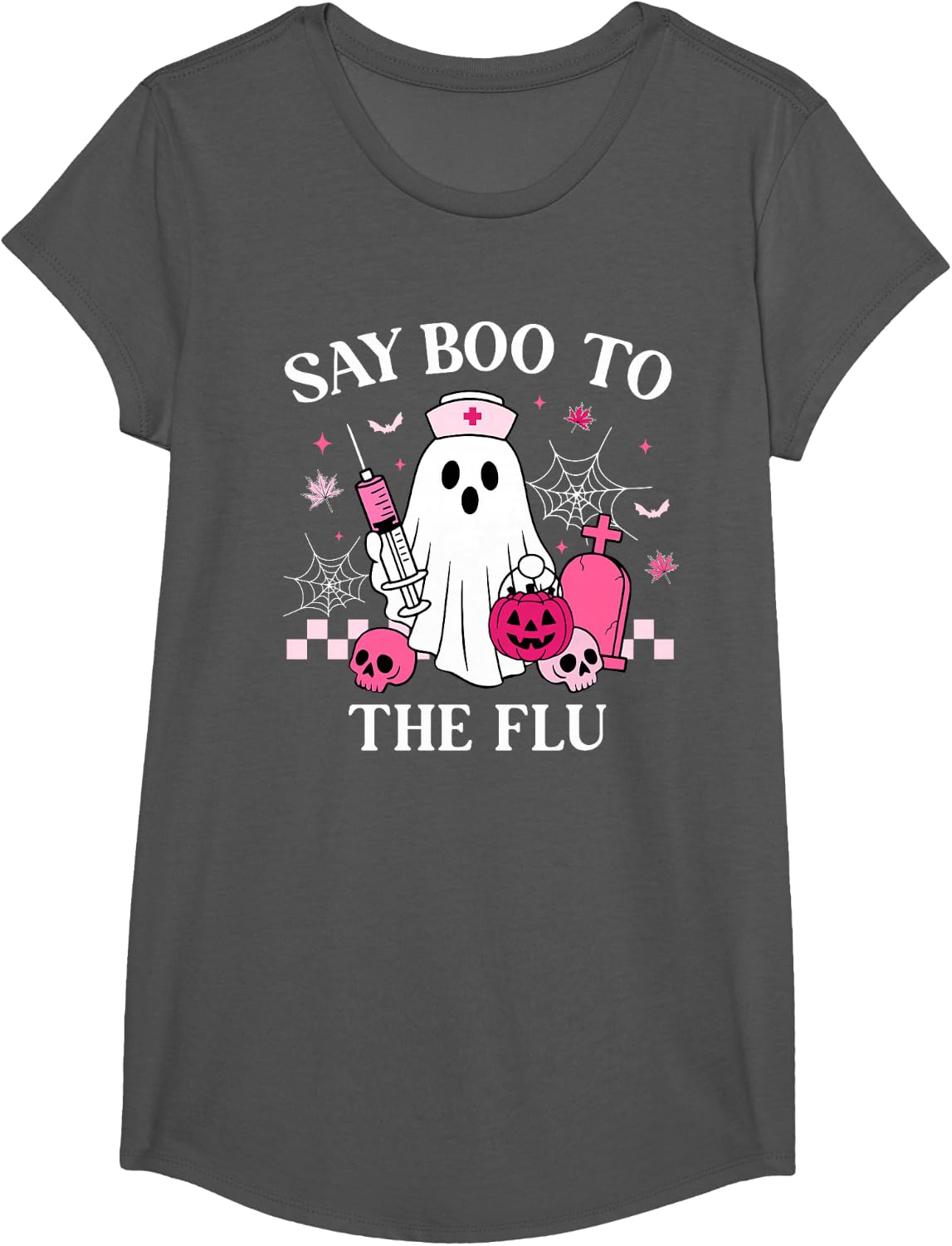 Say Boo to The Flu Funny Nurse Ghost Halloween Vaccine T-Shirt