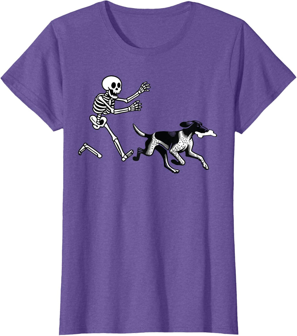 German Shorthaired Pointer Running Skeleton Halloween T-Shirt
