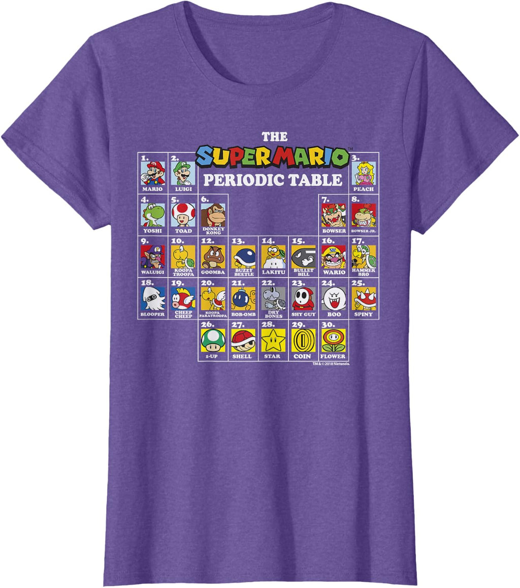 Super Mario Periodic Table Of Characters Graphic T-Shirt