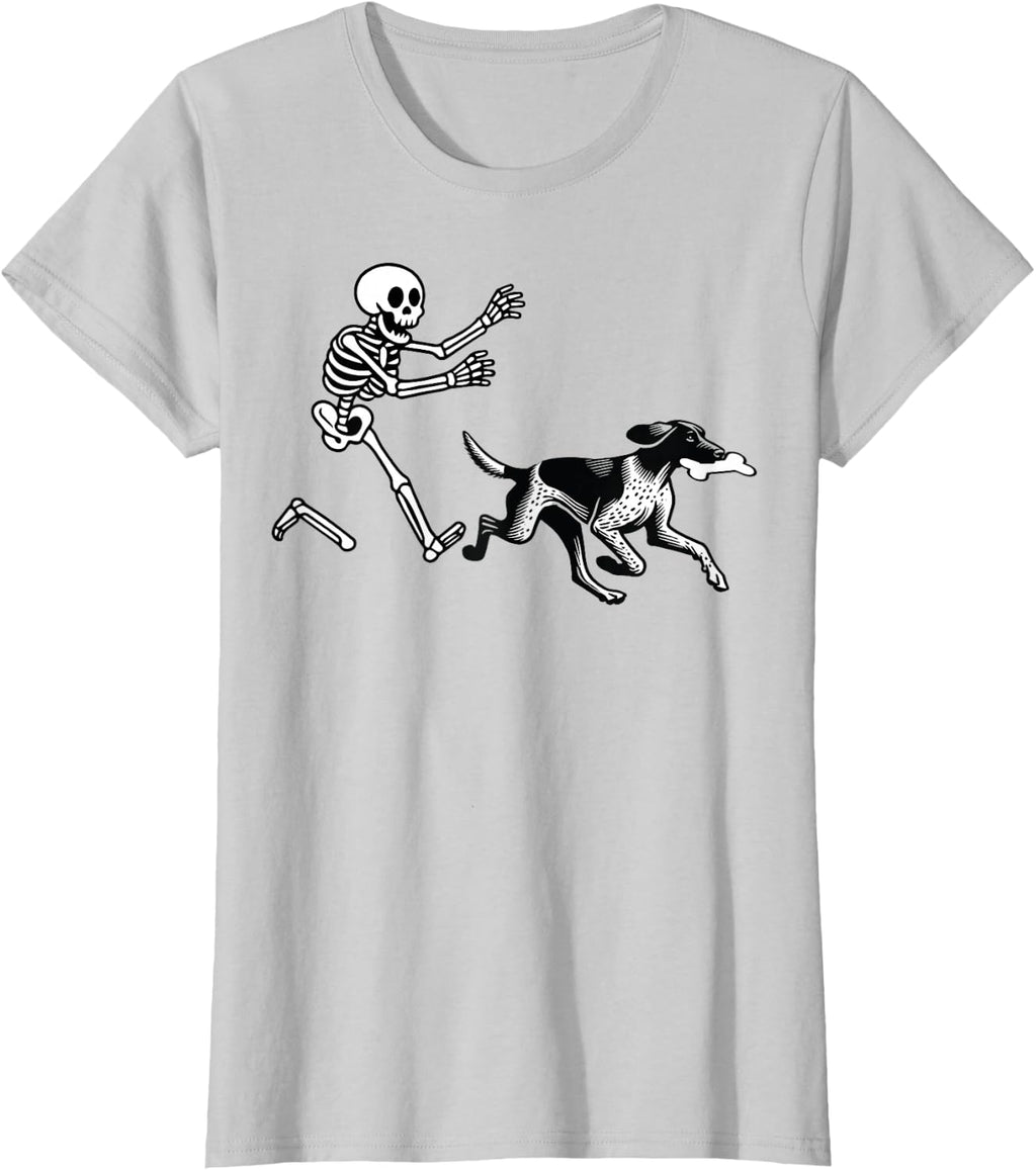 German Shorthaired Pointer Running Skeleton Halloween T-Shirt