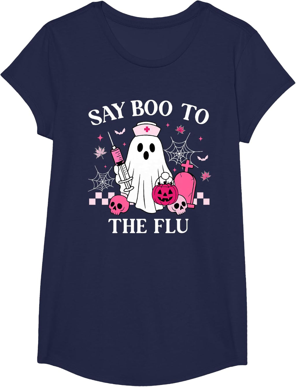 Say Boo to The Flu Funny Nurse Ghost Halloween Vaccine T-Shirt