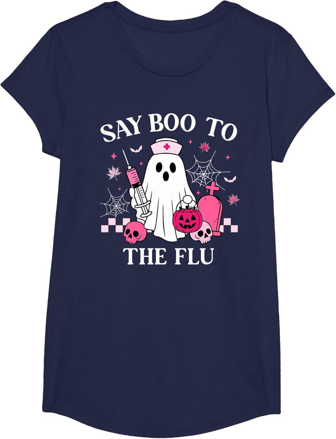 Say Boo to The Flu Funny Nurse Ghost Halloween Vaccine T-Shirt
