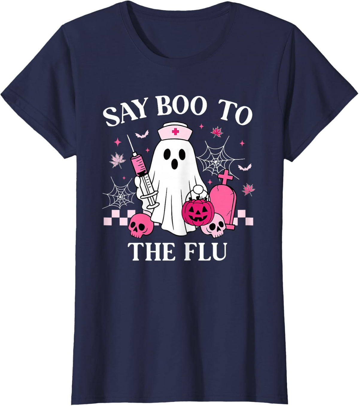 Say Boo to The Flu Funny Nurse Ghost Halloween Vaccine T-Shirt