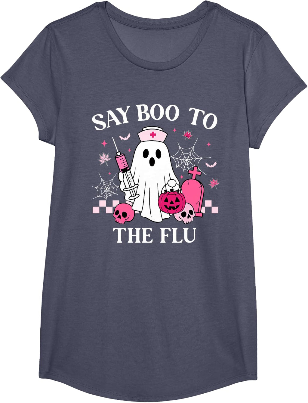 Say Boo to The Flu Funny Nurse Ghost Halloween Vaccine T-Shirt