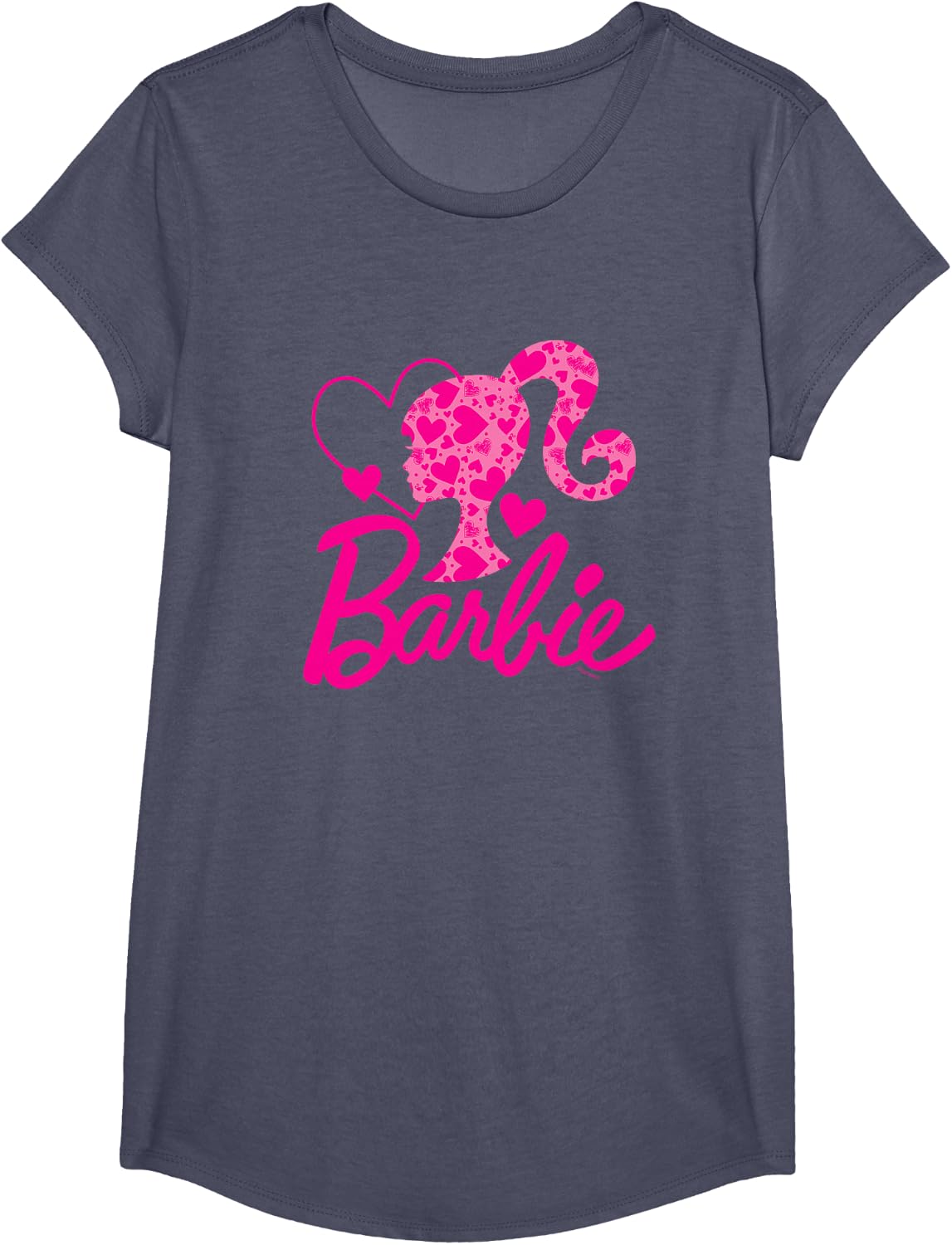 Barbie Black Heart Logo Crew Neck T-Shirt - Classic Fit, Short Sleeve, Cotton-Polyester Blend