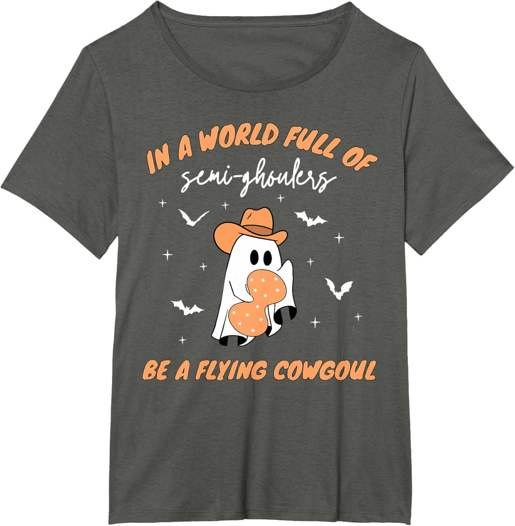 Labor and Delivery Nurse Halloween Ghost Flying Cowgirl Fall T-Shirt