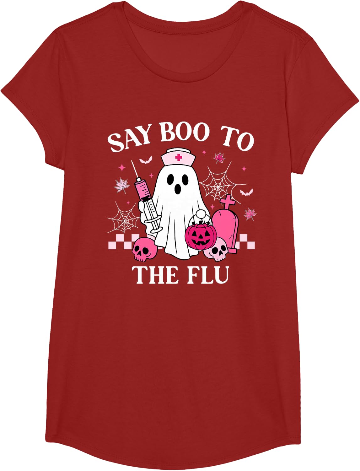 Say Boo to The Flu Funny Nurse Ghost Halloween Vaccine T-Shirt
