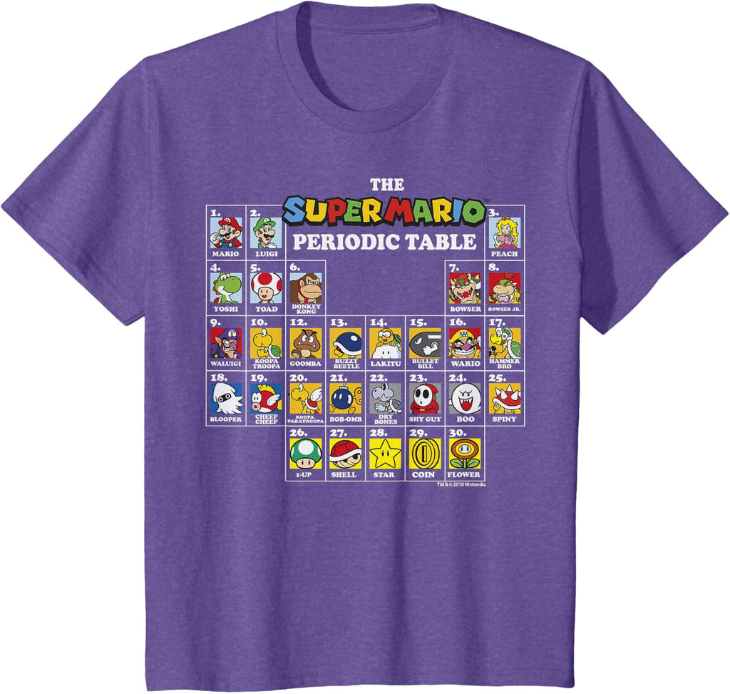 Super Mario Periodic Table Of Characters Graphic T-Shirt