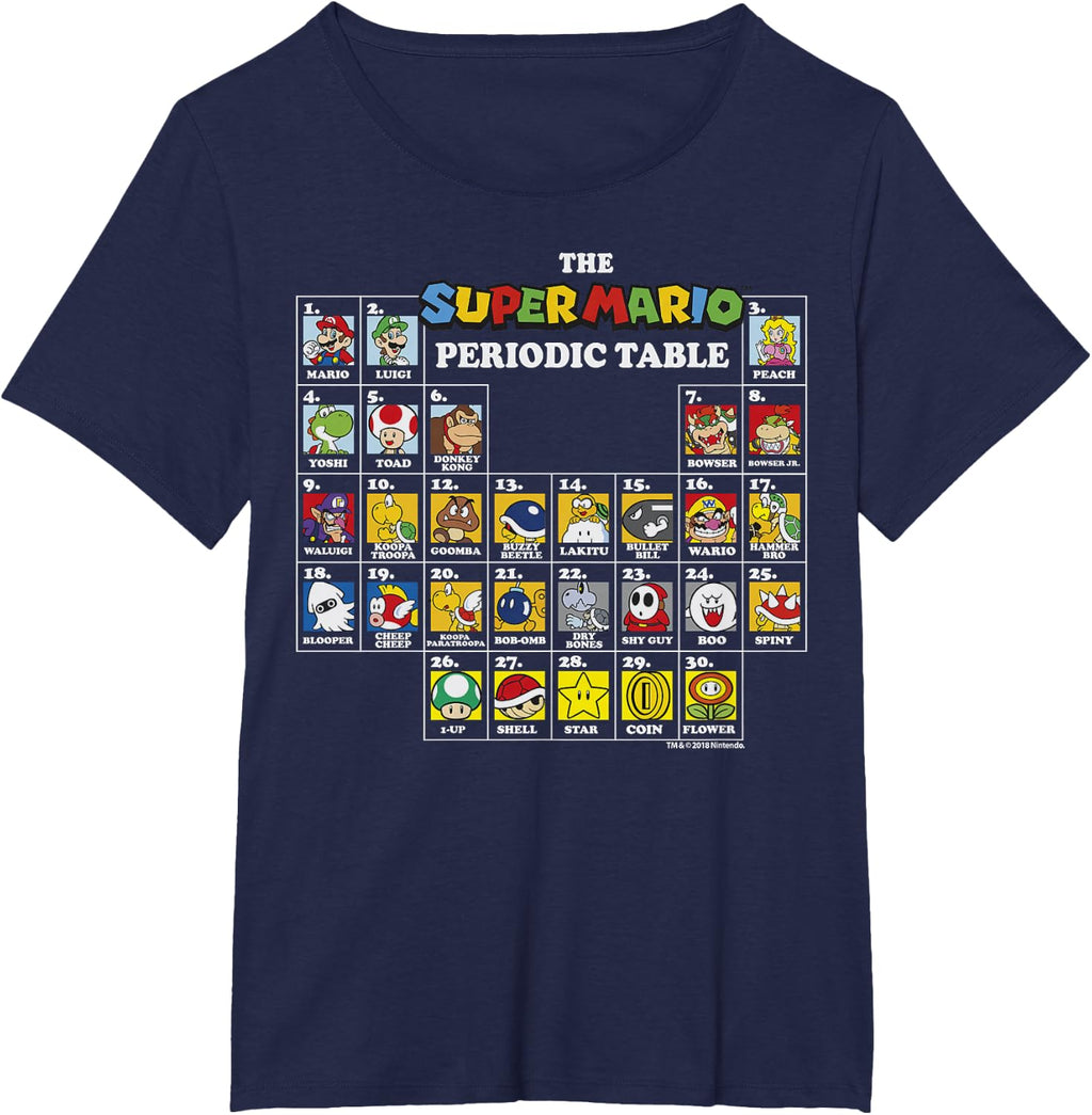 Super Mario Periodic Table Of Characters Graphic T-Shirt